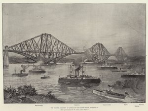 The Channel Squadron at Anchor off the Forth Bridge by William Heysham Overend