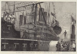 The Colonial Visitors at the Royal Albert Docks, Malays manning the Yards of the P and O Steam-Ship Rome