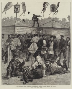 The Coronation Fetes at Moscow, Distributing Baskets of Food Amongst the People by William Heysham Overend