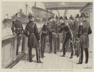 The French Squadron at Spithead, Admiral Lord Clanwilliam and Admiral Gervais meeting on Board the Fire Queen by William Heysham Overend