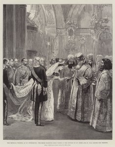 The Imperial Wedding at St Petersburg, the Bride receiving Holy Water in the Church of St Peter and St Paul before the Wedding by William Heysham Overend