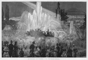 The International Health Exhibition at night: The fountains illuminated by William Heysham Overend