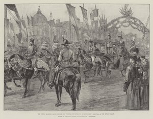 The Newly Married Crown Prince and Princess of Romania at Bucharest, Arriving at the Royal Palace by William Heysham Overend