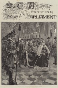 The Queen meeting her New Parliament, passing through the Corridor to the House of Lords by William Heysham Overend