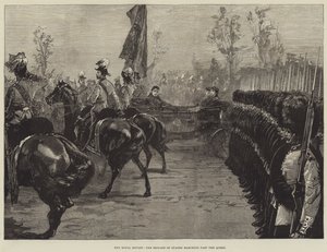 The Royal Review, the Brigade of Guards marching past the Queen by William Heysham Overend