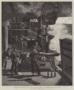 The Situation at Souakim, HMS Albacore shelling Osman Digna