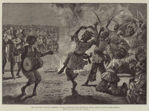 With the Afghan Boundary Commission, Bungra, or Khattuk Dance, Performed by the 20th Punjaub Infantry at Bala Murghab by William Heysham Overend