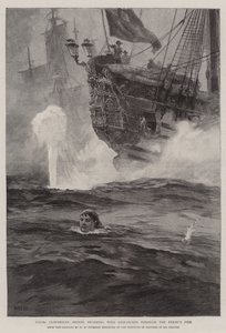 Young Cloudesley Shovell swimming with despatches through the Enemy