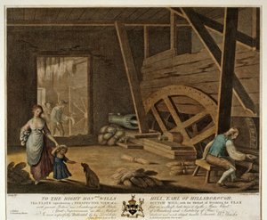 Interior View of a Scutch Mill, Plate V of The Linen Manufactory of Ireland, 1791 by William Hincks