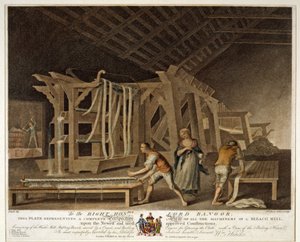 Perspective View of All the Machinery of a Bleach Mill, Plate IX of The Linen Manufactory of Ireland, 1791 by William Hincks