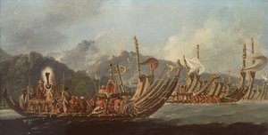 Review of the War Galleys at Tahiti by William Hodges