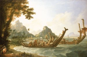 War Boats of Tahiti and the Society Isles by William Hodges