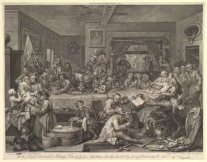 An Election Entertainment, Plate I: Four Prints of an Election, February 1755