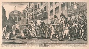 Burning the Rumps at Temple Bar, London, 1726 by William Hogarth