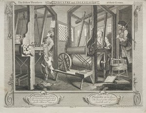Industry and Idleness: The Fellow Prentices at their Looms by William Hogarth