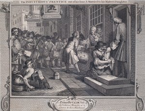 Industry and Idleness: The Industrious Apprentice Married by William Hogarth