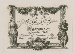 Trade Card for W Hogarth by William Hogarth