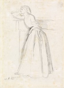 A Girl Leaning on a Mantelpiece