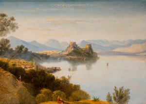 Albanian Mountains with Corfu in Distance by William James Linton