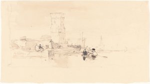 Tower Overlooking Water by William James Muller