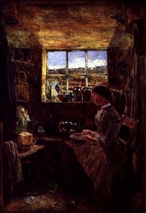 Peeling Potatoes in a Cottage Kitchen