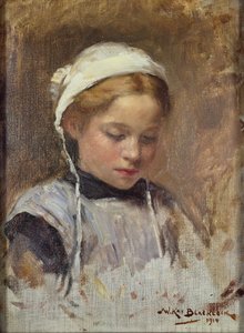 Young Girl in a Blue Pinafore, 1914 by William Kay Blacklock