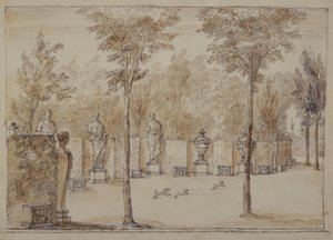 View into the Exedra at Chiswick by William Kent