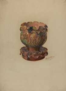 Pa. German Flower Pot and Tray, c. 1936