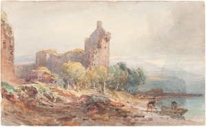 A Ruined Castle on a Lake by William Leighton Leitch