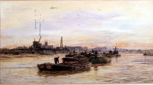 Barges at Sunset by William Lionel Wyllie
