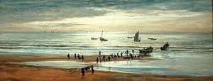 Beach Scene on the North Coast of France by William Lionel Wyllie