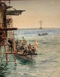 Eclipse Party Leaving H.M.S. Theseus, Santa Pola by William Lionel Wyllie