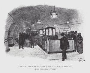 Electric Railway Station, City and South London, King William Street by William Luker