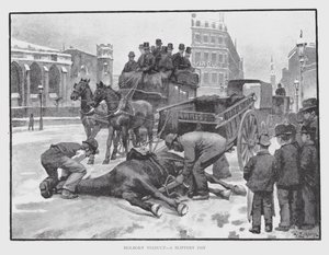 Holborn Viaduct, a Slippery Day by William Luker