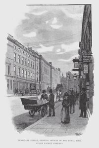 Moorgate Street, Showing Offices of the Royal Mail Steam Packet Company by William Luker