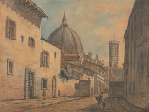 A Street in Florence with the Duomo and Campanile in the Background by William Marlow