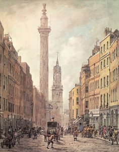View of Fish Street Hill, Monument and St. Magnus the Martyr from Gracechurch Street, London, 1795 by William Marlow