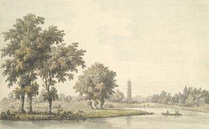 View of the Lake and the Island from the Lawn at Kew, 1763 by William Marlow