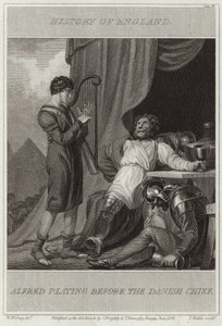 Alfred playing before the Danish Chief by William Marshall Craig