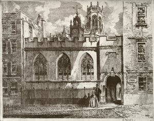 Cliffords Inn Hall and Clock Turret, with the Lantern Tower of St. Clement Danes Beyond, 1934