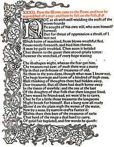 Kelmscott Press: Page from The Tale of Beowulf Printed in the Troy Type by William Morris
