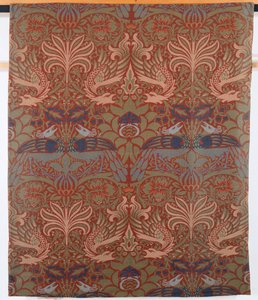 Peacock and Dragon, Hand Loomed Twill Curtain, Morris & Co., 1878