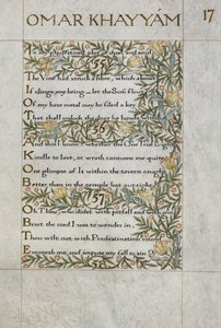 The Rubaiyat of Omar Khayyam; Verses 55 - 57. Calligraphically Written and Decorated by William Morris, with Borders of Foliage and Flowers