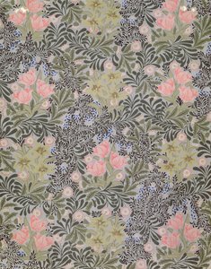 Wallpaper design with Tulips, Daisies and Honeysuckle by William Morris