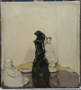 Statuettes and Rodin Bronze by William Nicholson
