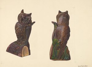 Owl on Log Bank by William O. Fletcher
