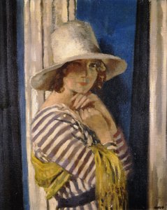 Mrs Hone in a Striped Dress