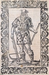 Man with Fur Dress, Crossbow and Shoes with Twisted Tip (Example of Rudimentary Skis) by Nicolas Toussaint Charlet