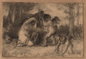Wooded Landscape with Putti Helping a Woman Undress by William Perkins Babcock