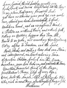 Poem by Lord Chatham to David Garrick, 18th Century